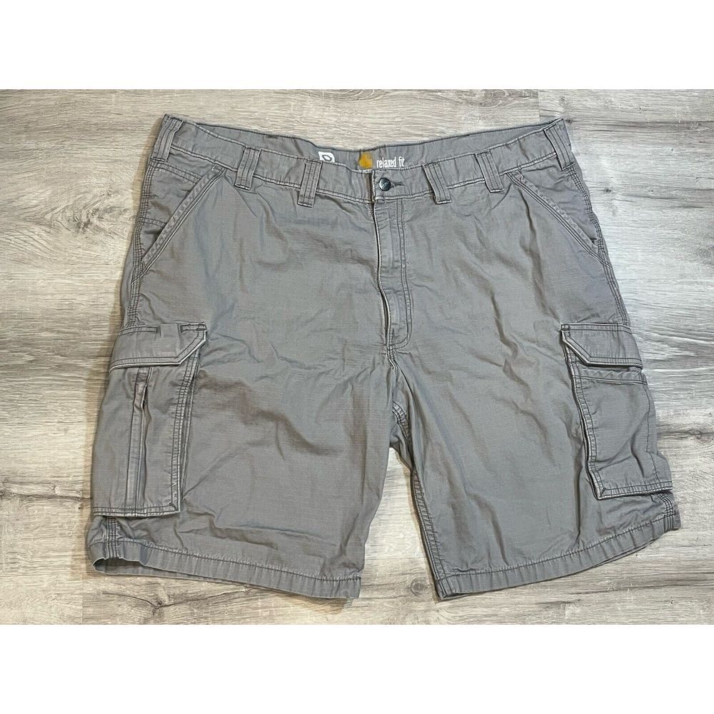 Carhartt Force Shorts Mens‎ 44x10 Gray Ripstop Cargo Relaxed Fit Utility Pockets